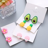 Resin No-Punch Cute Ear Clips Vegetable Flower Ear Clips Painproof Children'S Earrings For Party Performance Fashion Jewelry