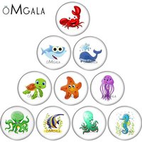 Cartoon starfish shark Sea turtle Sea Animal 10pcs 12mm/14mm/18mm/20mm/25mm Round photo glass cabochon flat back Making findings