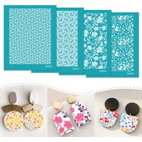 1~4 Sheet Silkscreen Stencil Vintage Intertwined Rose Pattern Reusable Silkscreen Print Mesh DIY Jewelry Earring Decal Making