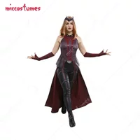 Womenโs Heroine Sleeveless Coat Cosplay Costume with Outer Skirt and Long Gloves