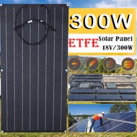 300W ETFE PET Semi-flexible 18V Solar Panel Waterproof Solar Cell Charger Battery for Camping Home Car Off Grid 12 Volt System