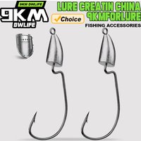 9KM 10Pcs Bullet Jig Head Hooks Wide Gap Worm Hooks