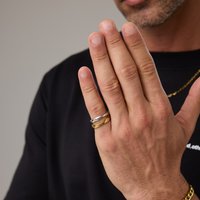 St-Delan Simple Irregular Wave Ring Set Stainless Steel Stackable Hammered Band Fashion Jewelry Wholesale