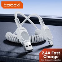 Toocki USB C Lightning Cable Spring Retractable Car Phone Charger Fast Charging Cable for iPhone 14 13 12 11 Pro Max XR XS 8 7