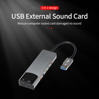 External USB Optical Sound Card 6-in-1 USB Audio Interface External Audio Adapter Soundcard for Laptop Headset USB Sound Card