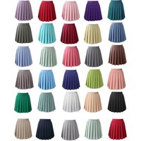 High Waist Pleated Skirt Summer Half Skirt Student British Style Short Skirt Sweet Pleats A-Line Skirt Casual Polyester Fiber
