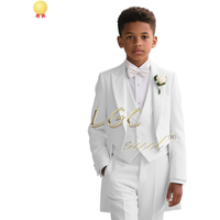Boys Formal 3-Piece Suit: Peak Lapel Jacket + Shawl Collar Vest + Tailcoat for Wedding/Gala/Special Events