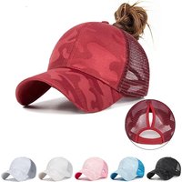 Summer Camouflage Mesh Trucker Hat Snapback Cap Chapeau Femme Fashion Messy Hair Bun Ponytail Baseball Caps for Women Men