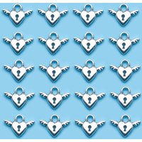 10/20/30Pcs Alloy Love Heart Key Lock Shape Charms Antique Silvery Pendants For Jewelry Making Findings Crafting Accessory