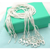 5/ 10PCS 40-75CM 925 sterling silver 1MM snake chain necklace jewelry For man women wedding Charms for pendant image 3