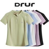 DRUR Yoga Shirt Short Sleeve Sports Top Woman Gym Clothes Quick Dry Breathable Zipper Fitness T Shirts Women Loose Yoga Clothes