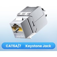 Tool-Less Cat6a Cat7 Keystone Jack RJ45 STP Zinc Alloy Module Coupler 22-26 AWG Shielded Network Ethernet Adapter