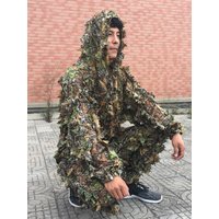 Camouflage Outdoor Ghillie Suit Hunting Suit Pants Hooded Jacket Clothes for Men Women Kids Training Leaves Clothing
