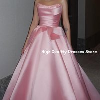 Prom Dresses New Bubblegum Pink Strapless Rhinestone Trim Big Side Bow Dress Floor Length Homecoming Gala Outfit Customized