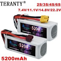 TERANTY 2S 3S 4S 6S 5200MAH 60C Lipo Battery 7.4V 11.1.V 14.8V 22.2V For RC FPV Airplane Helicopter Drone Tank Model RC Hobby