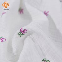 0.5m/1m/2m Soft Gauze Fabric Double Layer Crepe Cotton Lavender Embroidery Summer DIY sewing Home Clothes Kids Quilt