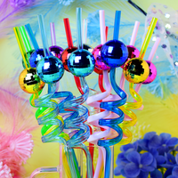 12pcs These reusable spiral straws with a ball are perfect for birthday parties bars weddings and other festive occasions