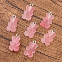 20Pcs 11*20mm Colorful Bear Charm Resin Bump Glitter Fudge Candy Necklace Making Accessories Pendant