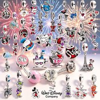 Hot Sale 925 Silver Disney Mickey & Minnie Series Charm Beads,Fit Original European Bracelet,DIY Jewelry For Fans' Holiday Gifts