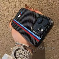 For iPhone 17 16e 16 15 14 13 12 11 Pro Max X XR XSMAX 8 7 Air Plus For BMW-M Logo Phone Case Carbon Fiber Texture Cover Sticker