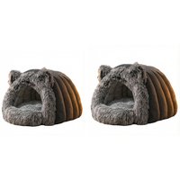 Plush Hooded Cat Bed Fluffy Sleeping Bag Soft and Warm Cats House Tent Bed Suitable for Indoor Kittens and Small Pets