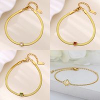 Zircon Birthstone Heart Bracelets For Women Gold Color Stainless Steel Heart Bracelet Wedding Birthday Luxury Jewelry Gift