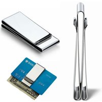 Double Sided Metal Wallet Credit Card Money Holder Stainless Steel Silver Slim Cash Money Clip Clamp Purse MenWomen ID Card Clip