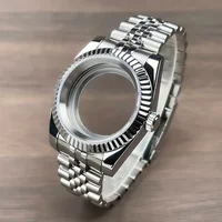 Obudowa z karbowaną ramką 36mm/39mm NH35 do zegarka SK DJ, część zamienna, szkło szafirowe, stal nierdzewna, pasuje do mechanizmu NH35 NH36, obudowa zegarka NH35