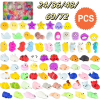 24/36/48/60/72 pcs Mochi Squishy Toys, Kawaii Squishy Animals for Party Favors Classroom Prize Pinata Easter Fillers Fidget Toys