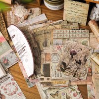 100 Sheets/Pack Vintage Material Paper Stickers Scrapbooks Materials Paper Diaries Handmade DIY Decorations Student Supplies