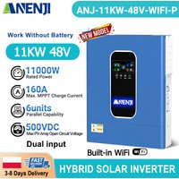 11KW 6.2KW 220V Parallel Hybrid Solar Inverter 48V 160A 120A MPPT Pure Sine Wave Solar Controller Dual Input PV 500VDC with WiFi