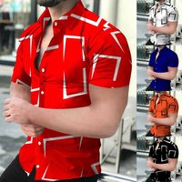 Geometric 3d Print Beach Shirts Short Sleeve Hawaiian Shirts Men's Blouses Graphic Shirt Cuba Camisa Men's Clothing