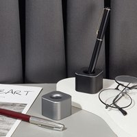 Aluminum Alloy Pen Holder With Non-Slip Pad Creative Office Desktop Ornament Pen Hole Pencil Slot Student Pencil Storage Stand
