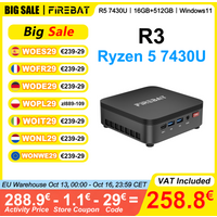 Mini PC FIREBAT R3 AMD Ryzen 5 7430U 16 Go de RAM LPDDR4 512 Go de SSD Windows 11 Wi-Fi 6 USB 3.0 BT5.2 Mini Ordinateur de Bureau Gaming