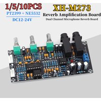 1/5/10PCS PT2399+NE5532 Dual Channel Microphone Reverb Board Digital Preamplifier Board DC12-24V XH-M273