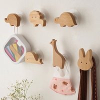 Cute Wall Wooden Hooks Room Decor Animal Hook Wall Keychain Coat Hook Home Decoration Solid Wood Hook Hanger Kitchen Accessories