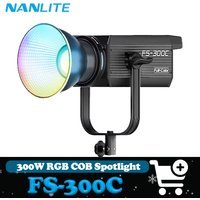 Nanlite FS-300C 2700K to 7500K 300w Photography Full-color RGB LED Monolight with App-Controlled CRI 95 TLCI 94 for Video Studio