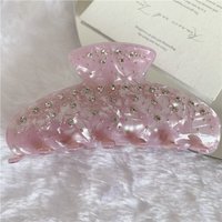 Trendy Sweet Elegant Hair Claw Clip Acetate Rhinestone Hairpin Hair Accessories Hair Barrettes Women Gifts