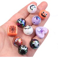 10pcs/lot Halloween Series Acrylic Beads Pumpkin Skull Ghost Pattern Loose Spacer Beads For DIY Charms Bracelet Necklace Jewelry