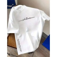 Men's summer fashion casual sporty loose simple letter printed round-neck short-sleeved T-shirt top