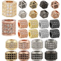 3pcs Copper Micro Pave Zircon CZ Beads Geometry Loose Spacer Beads For Diy Bracelet Necklace Jewelry Making Accessories
