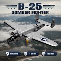 Avion RC Volantexrc B25 Mitchell Bomber, 3 canaux, 6 axes, aile fixe, double moteur, planeur en mousse avec système de stabilisation Xpilot