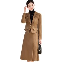Elegant Ladies Autumn Blazer Set with Skirt Women 2 Piece Outfit 2024 Fashion Long Sleeve Jacket Suit Office Lady Dress Set