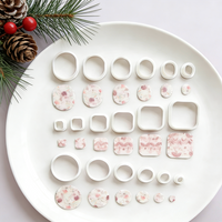 6pcs/set Geometric Soft Ceramic Earrings Mold Circle/Square/Oval Clay Pendant Cutting Mold Set Soft Pottery Polymer Clay Cutter