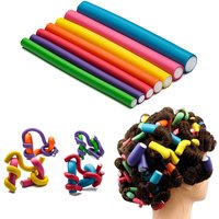 10 Pcs Flexible Hair Curling Rod Heatless Hair Curler Makers Soft Foam Bendy Twist Curls Flexi Roller Hair Roller Styling Tool