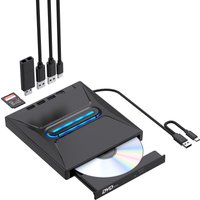 External CD DVD Drive Pro - Portable Typ C CD/DVD+/-RW Drive with SD Card Reader CD ROM Burner and DVD Player Hub - Co