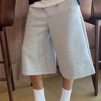 Men'S Shorts Casual Daily Commute Solid Color Loose Wide-Leg Shorts Single-Pocket Design Fashionable and Relaxed Summer