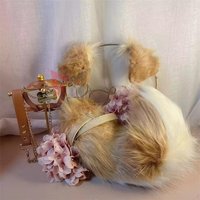 MMGG Golden Retriever Light Brown Border Collie Dog Ears Tail Hairhoop Necklace Beast Style Headwear Cosplay Costume Accessories