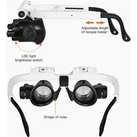 Adjustable Headband LED Magnifier Head Mounted Eyeglasses Loupe for Watch Jeweler Repair 8X 15X 23X Lens