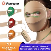 Newest Infrared LED Face Mask Neck Care 3 Colors LED Red Light Therapy Green LED Facial Skincare 3D Beauty Tech Home Devices